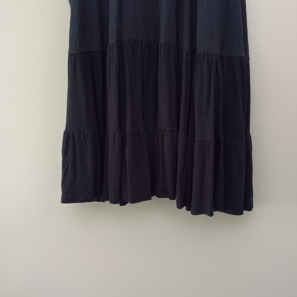 Free People Right On Time Tie Back Peplum Cotton Blend Tunic Top Black Blue M - Picture 5 of 15